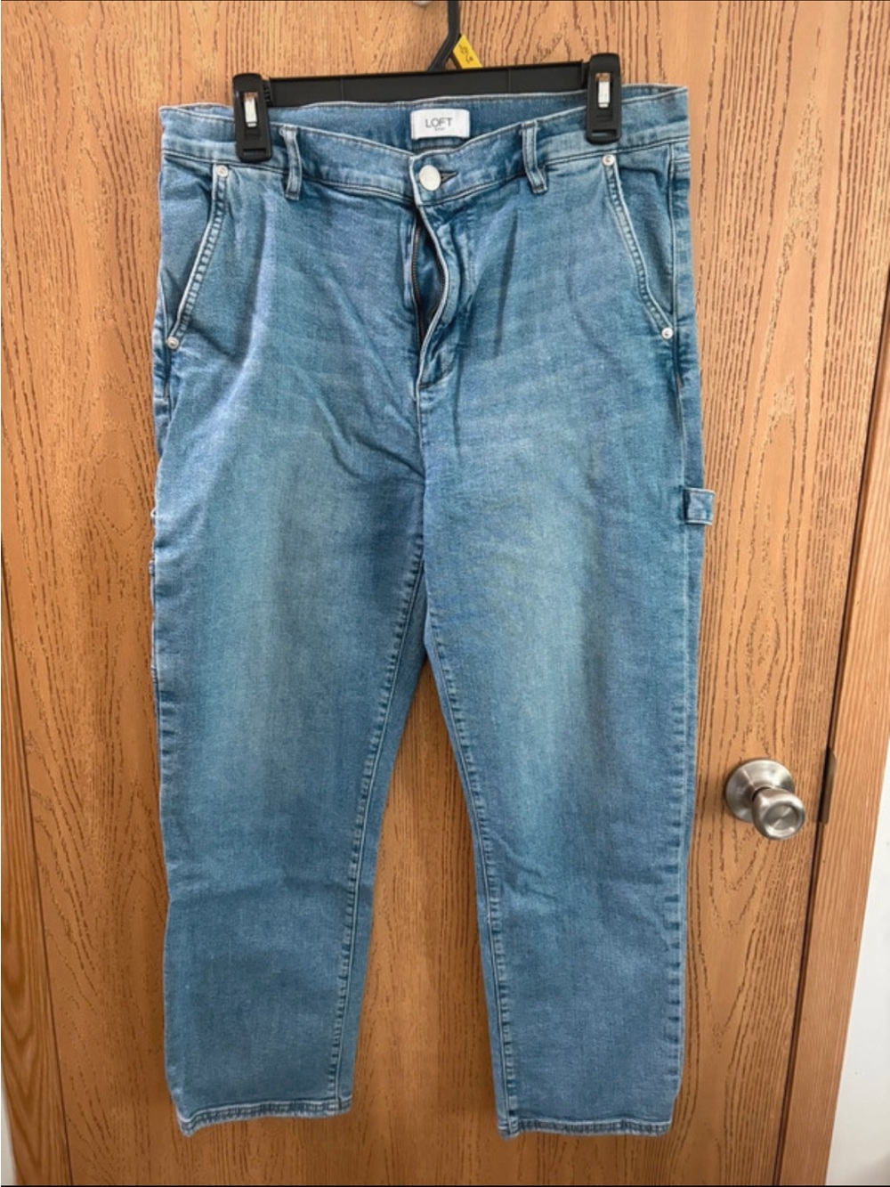 LOFT Women’s Light Blue Straight-Leg Cargo Jeans